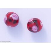 Lamppuhelmi kukkakuvio pyöreä 12 mm punainen, 1 kpl