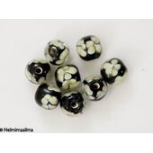 Lamppuhelmi kukkakuvio pyöreä musta 12 mm, 1 kpl