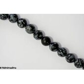 Lumihiutale obsidiaani, pyöreä 10 mm, n. 40 cm nauha