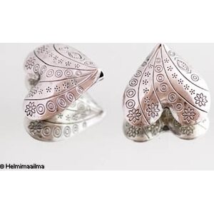 Metallihelmi sydän antiikkihopea n. 30 mm, 1 kpl