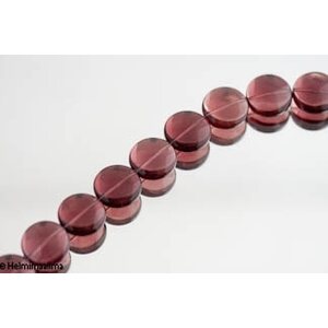 Lasihelmi ametisti litteä pyöreä 20 mm, n. 30 cm nauha