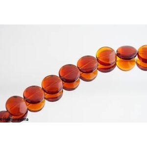 Lasihelmi ruskea litteä pyöreä 20 mm, n. 30 cm nauha
