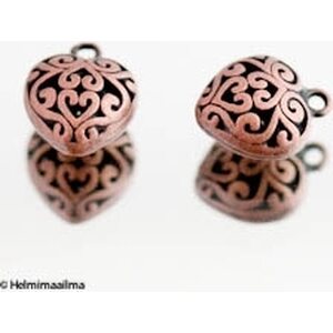 Riipus filigree sydän kupari 13 mm, 2 kpl