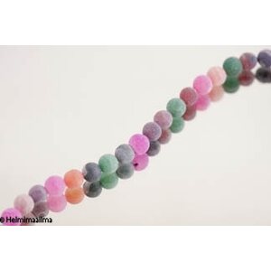 Akaatti huurrettu värimix pyöreä 10 mm, n. 36 cm nauha