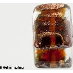 Lamppuhelmi litteä suorakulmio ruskea kultahimpuilla n. 15x20 mm, 1 kpl