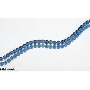 Lasihelmi pyöreä 6 mm sininen/ turkoosi, n. 27-28 cm nauha