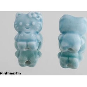 Posliinihelmi Hello Kitty vaaleansininen n. 19,7x14 mm, 1 kpl