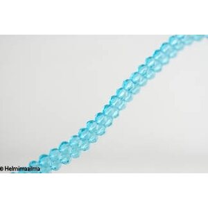 Kristallihelmi särmikäs pyöreä 8 mm, turkoosi, n. 31 cm nauha
