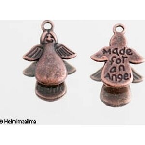 Riipus kuparinvärinen enkeli "Made for an angel" 17,5 mm, 8 kpl