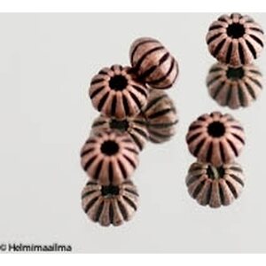 Metallihelmi kupari urakuvioitu rondelli 8x5 mm, 8 kpl
