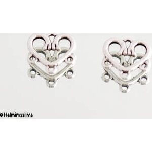 Korulinkki sydän 4:llä lenkillä n. 13,8x14,2 mm, 4 kpl