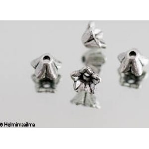 Helmihattu antiikkihopea kukka 8 mm, korkeus 5 mm, 8 kpl
