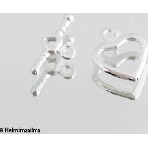 Salpalukko sydän hopeanvärinen, sydän 12 mm, salpa 16,5 mm, 4 paria