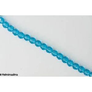 Kristallihelmi särmikäs pyöreä 6 mm, turkoosi, n. 34 cm nauha