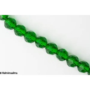 Kristallihelmi särmikäs pyöreä 12 mm, vihreä, n. 34 cm nauha