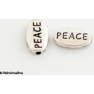 Metallihelmi "PEACE" antiikkihopea n. 10 x 6 mm, 8 kpl