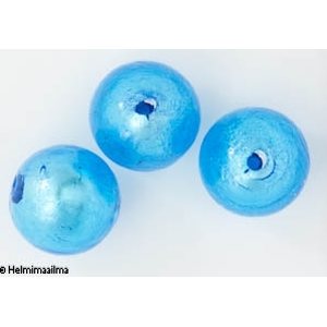 Hopeafoliohelmi pyöreä 16 mm, turkoosi, n. 3 mm reikä, 1 kpl