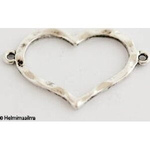 Korulinkki sydän antiikkihopea n. 33x22 mm, 2 kpl
