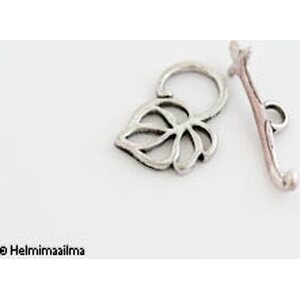 Salpalukko lehti antiikkihopea lehtiosa n. 20x15 mm,  salpa 22 mm, 4 paria