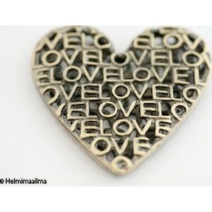 Riipus pronssi sydän "LOVE", 44x46 mm, 1 kpl