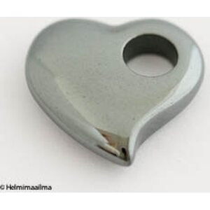 Hematiitti sydänriipus 20 mm, reikä n. 6 mm, 1 kpl