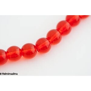 Lasihelmi pyöreä 12 mm punainen, n. 31 cm nauha
