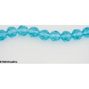Kristallihelmi särmikäs pyöreä 10 mm, turkoosi, n. 34 cm nauha