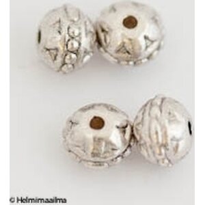 Metallihelmi abacus 6x8 mm antiikkihopea, 5 kpl