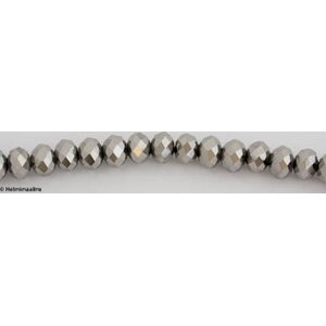Lasihelmi fasetti abakus harmaa/hopeanhohtoinen 8 x 6 mm, 10 kpl