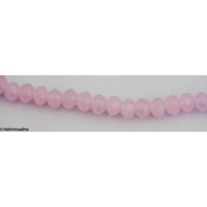 Lasihelmi fasetti abakus opaali vaaleanpunainen 8 x 6 mm, 10 kpl