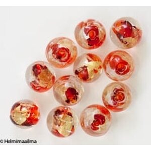 Kulta- ja hopeafoliohelmi pyöreä punainen 12 mm, 1 kpl