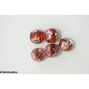 Lamppuhelmi kukkakuvio pyöreä 14 mm, punainen, 1 kpl