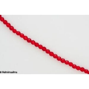 Kristallihelmi särmikäs pyöreä 4 mm, punainen, n. 34 cm nauha