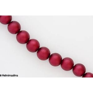 Lasihelmi mattapintainen pyöreä 12 mm, viininpunainen, n. 81 cm nauha