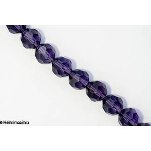 Kristallihelmi särmikäs pyöreä 12 mm, tumma liila, n. 34 cm nauha