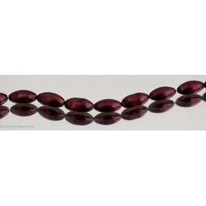 Helmiäislasihelmi riisi syvä luumunpunainen 16 x 8 mm, n. 81 cm nauha