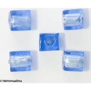 Hopeafoliohelmi kuutio vaaleansininen 8x10x8 mm, 1 kpl