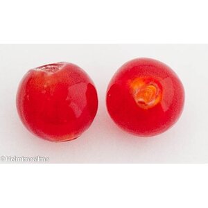 Hopeafoliohelmi pyöreä 10 mm punainen, 1 kpl