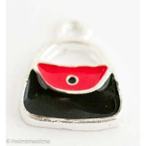 Riipus käsilaukku emaloitu musta + punainen 12 x 14 mm, 1 kpl