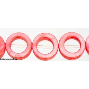 Simpukankuorihelmi pyöreä 30 mm korallinpunainen, 1 kpl