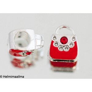 Pandora metallihelmi emaloitu punainen käsilaukku punaisella strassilla 9 x 11 x 8 mm, 1 kpl