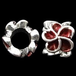 Pandora metallihelmi emaloitu punainen kukka 10 x 8 mm, 1 kpl