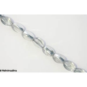 Kristallihelmi twist kirkas puolihopeoitu 10x13 mm, n. 34 cm nauha