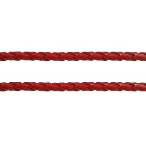Nahkanyöri punottu punainen pyöreä 3 mm, 1 metri