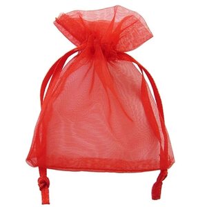 Organzapussi punainen 7x9 cm, 1 kpl