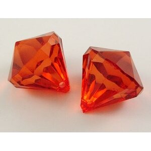 Akryyli riipus pisarahelmi punainen 28 x 26 mm, 2 kpl