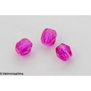 Tsekkiläinen lasihelmi pyöreä särmikäs 5 mm fuksianpunainen, 20 kpl