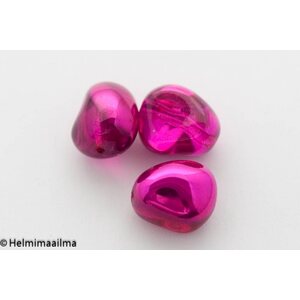 Estrela lasihelmi nugetti fuksianpunainen + fuksianpunainen kiiltäväpintainen päällyste, 15x13x10 mm, 1 kpl