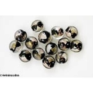 Kulta- ja hopeafoliohelmi litteä pyöreä musta 12 mm, 1 kpl