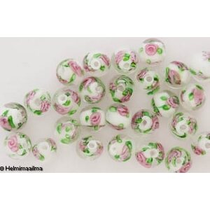 Lamppuhelmi kukkakuvio pyöreä 10 mm, valkoinen, 1 kpl